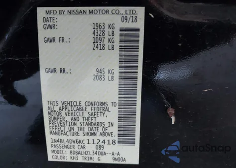 2019 Nissan Altima 2.5 Sv from USA, damaged, VIN 1N4BL4DV6KC112418